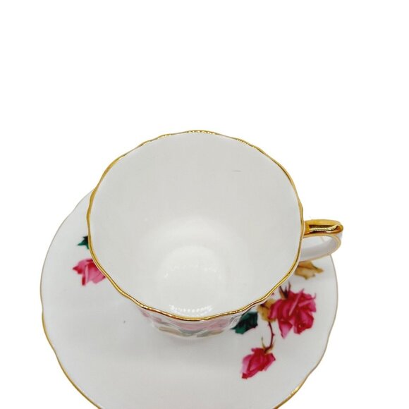 Vintage Royal London Tea Cup & Saucer Set white Red Rose Floral Numbered - Picture 4 of 14